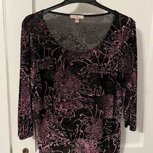 Roz & Ali Black and Lilac Velveteen Blouse